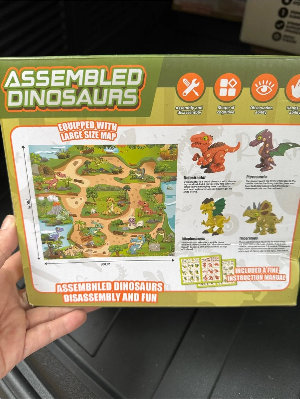 New Dinosaur Toys W-Electric Drill & Play Mat STEM  DIY Learning Educational Toy